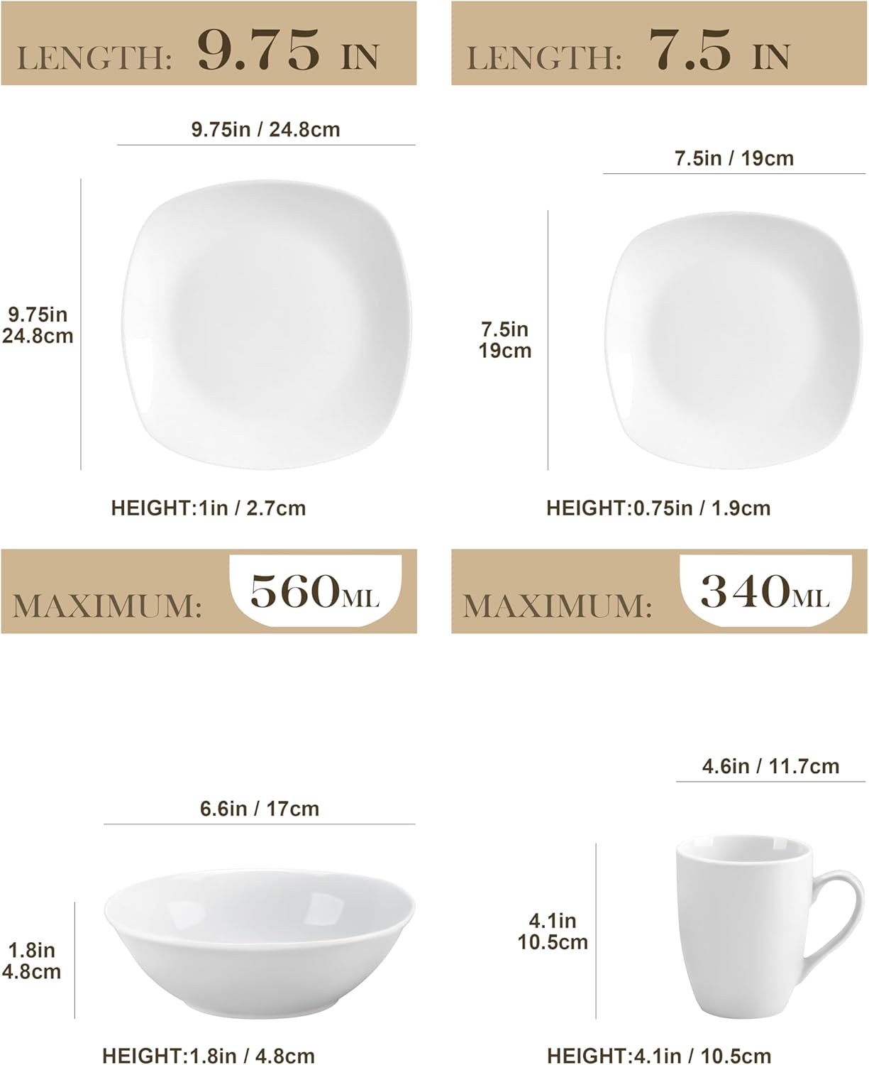 Detalle de MALACASA 16-Piece Porcelain Dinner Set for 4 – Elisa Series