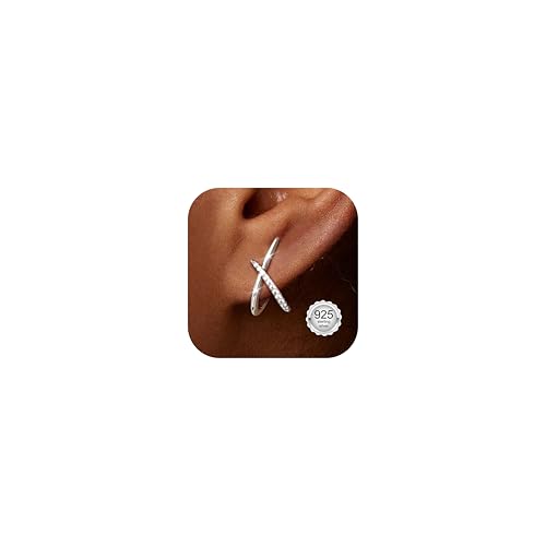 Detalle de Diamday Silver Stud Earrings for Women | Hypoallergenic 925 Silver Posts