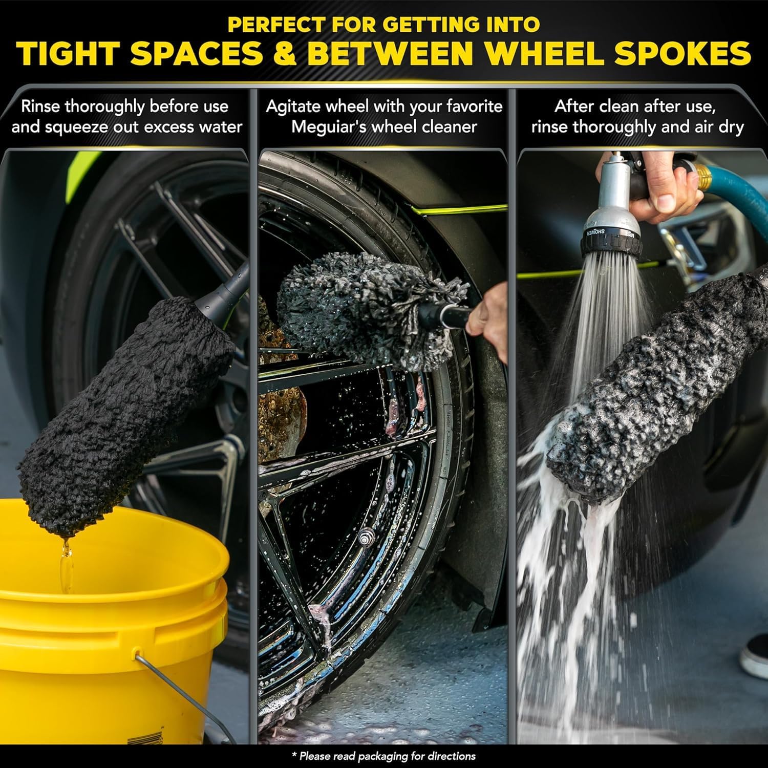 Detalle de Meguiar’s X1902EU Supreme Microfibre Wheel Brush (Medium) for Safe Wheel Cleaning