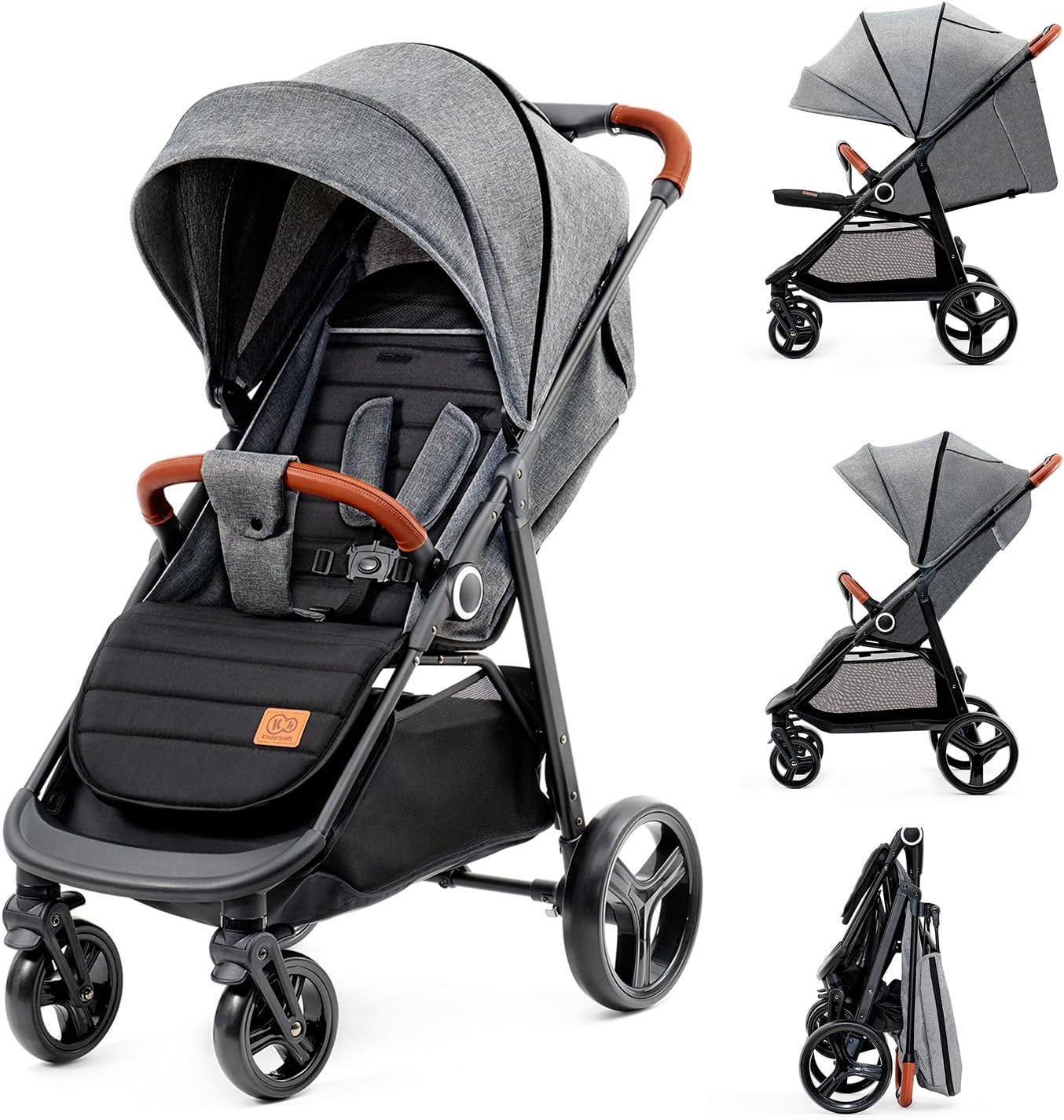 Detalle de Kinderkraft Grande Plus: passeggino leggero dalla nascita a 22 kg, pieghevole con una mano