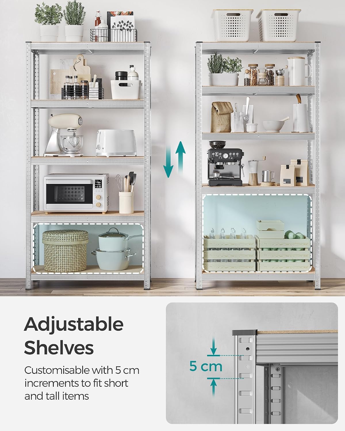 Thumbnail 4 de SONGMICS 5-Tier Heavy-Duty Shelving Units (Set of 2) – Boltless Steel Shelves for Garage and Shed