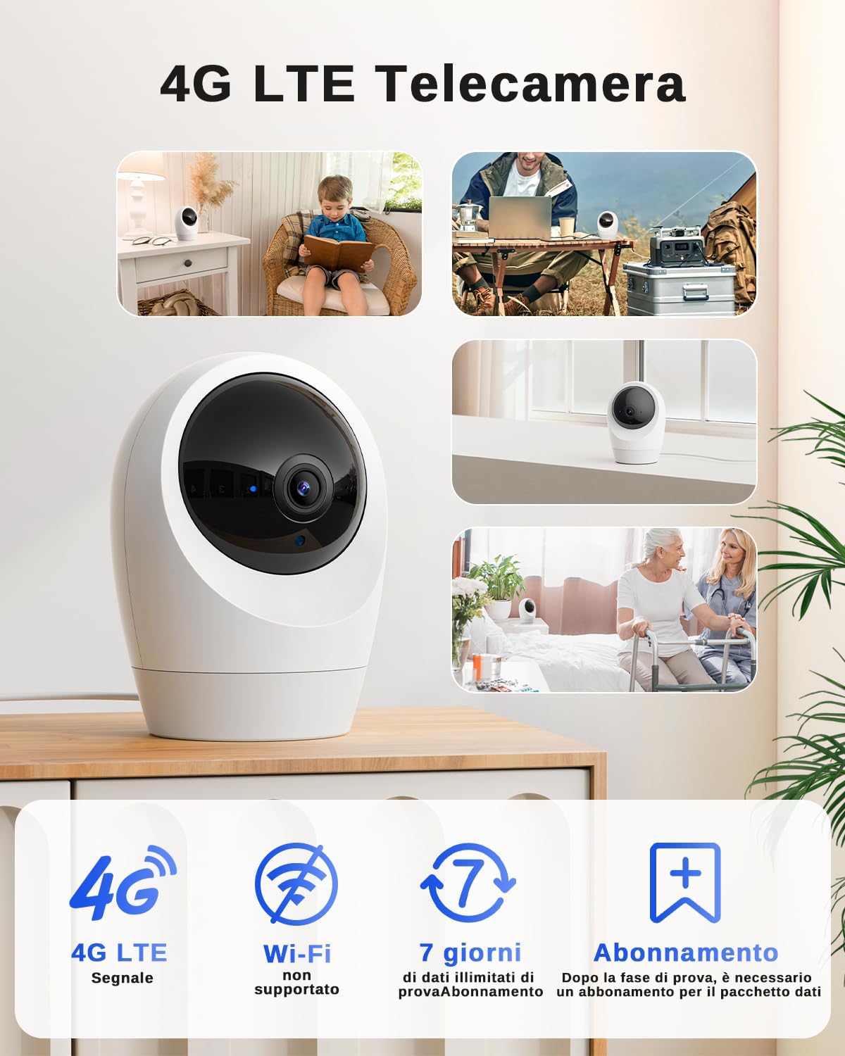Thumbnail 1 de NUASI 2K 4G LTE Telecamera PTZ 360° per interno