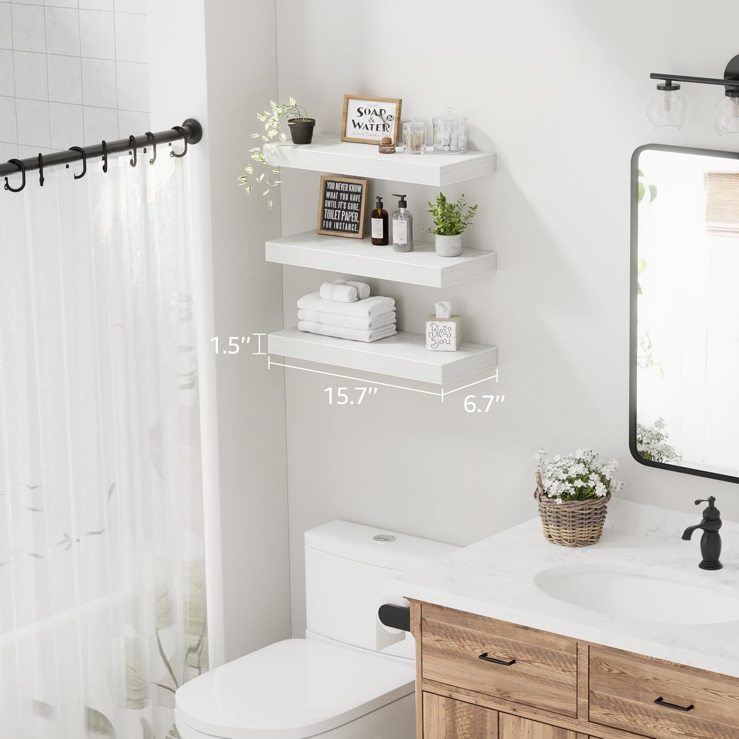 Thumbnail 2 de QEEIG Floating Shelves 15.7-inch