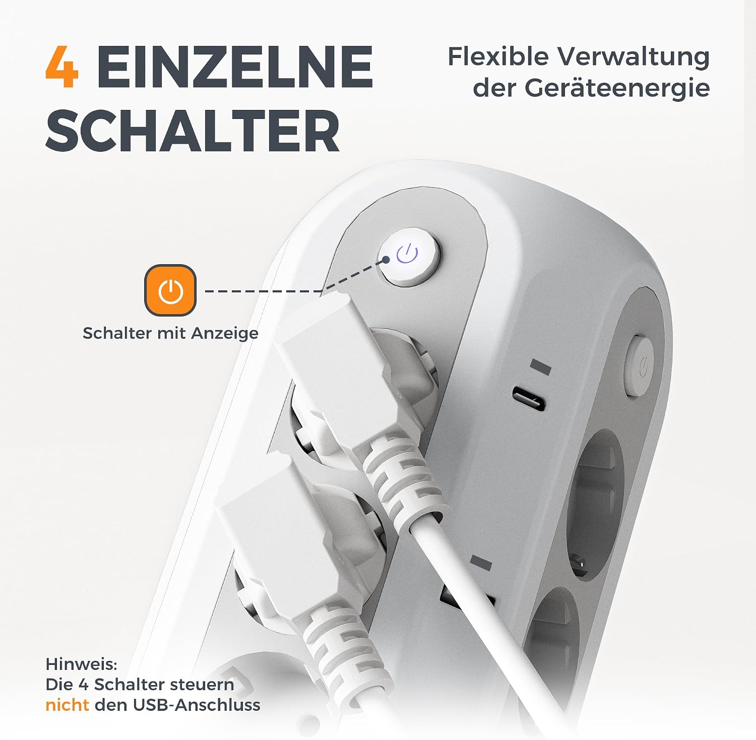Detalle 1 de TESSAN 12-fach Mehrfachsteckdose mit USB-C 2M Verlängerung