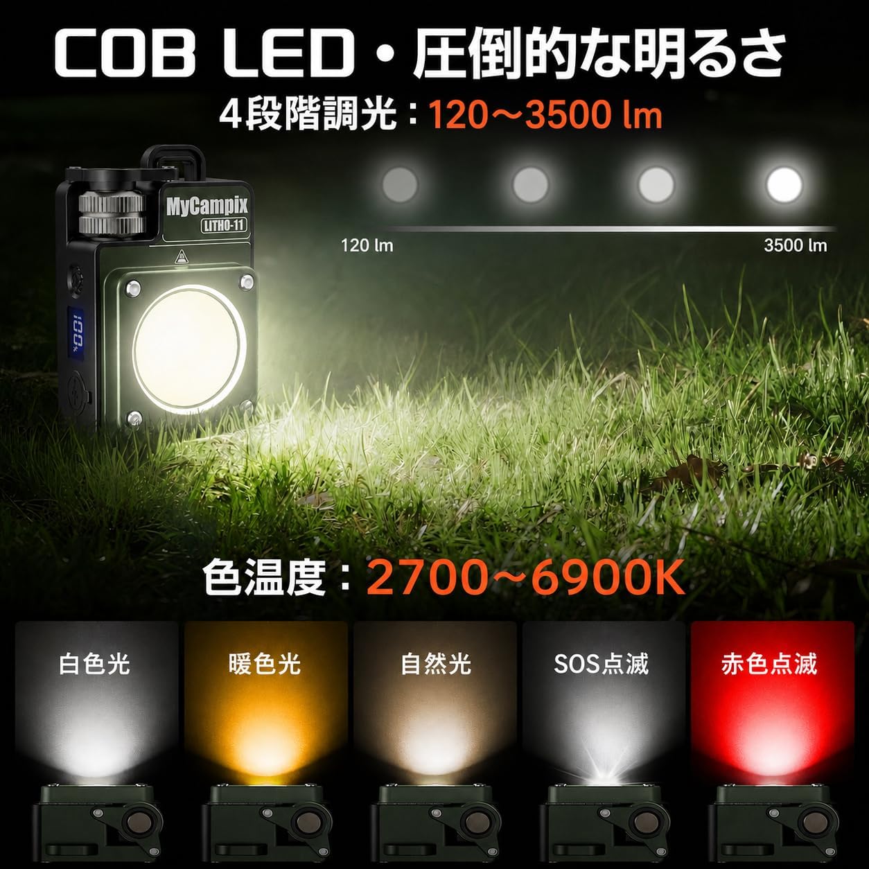 Detalle 2 de MyCompix Portable Camping Light 3500LM Lantern ๐