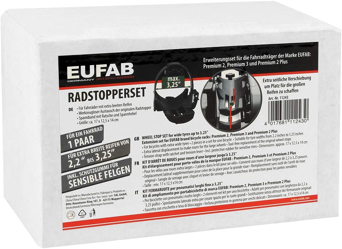 Detalle 2 de EUFAB Radstopper für breite Reifen bis 3,25 Zoll, 2-tlg. – kompatibel mit EUFAB Premium Trägern