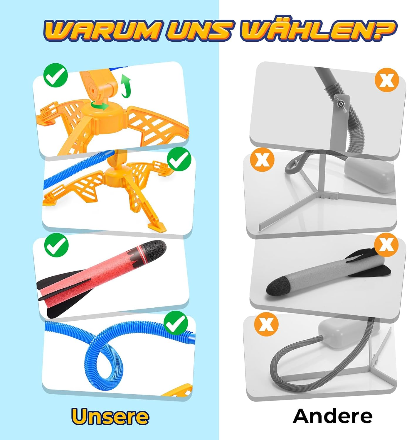 Thumbnail 2 de HappyKidsClub Raketen Spielzeug 30 m Reichweite