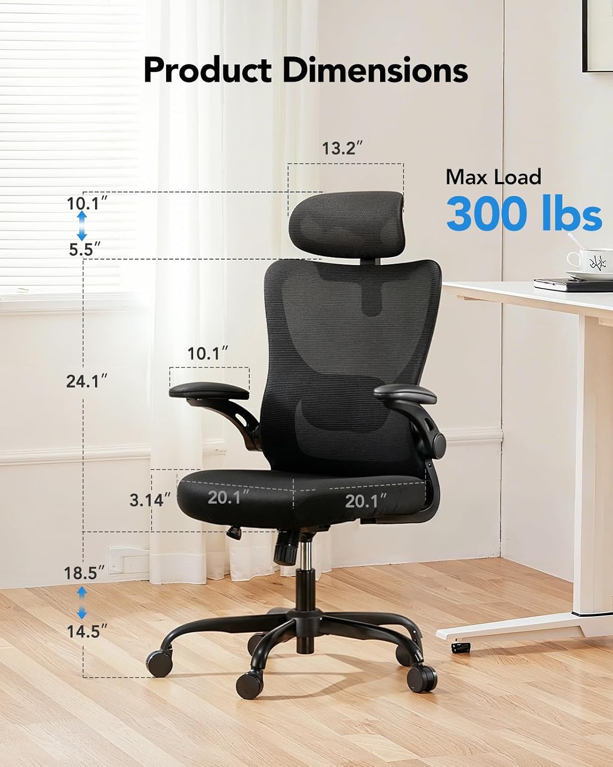 Detalle de HUANUO Ergonomic Office Chair, 300 lb Capacity