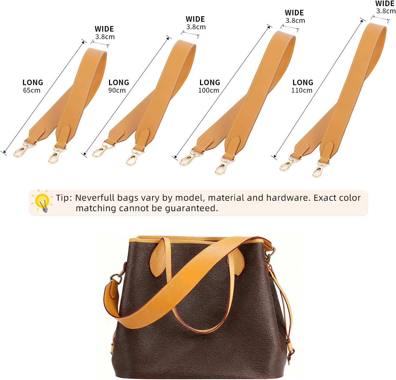 Detalle de DGAZ Vachetta Leather Shoulder Strap for Neverfull – 3.8 cm, 65 cm (Beeswax Finish)