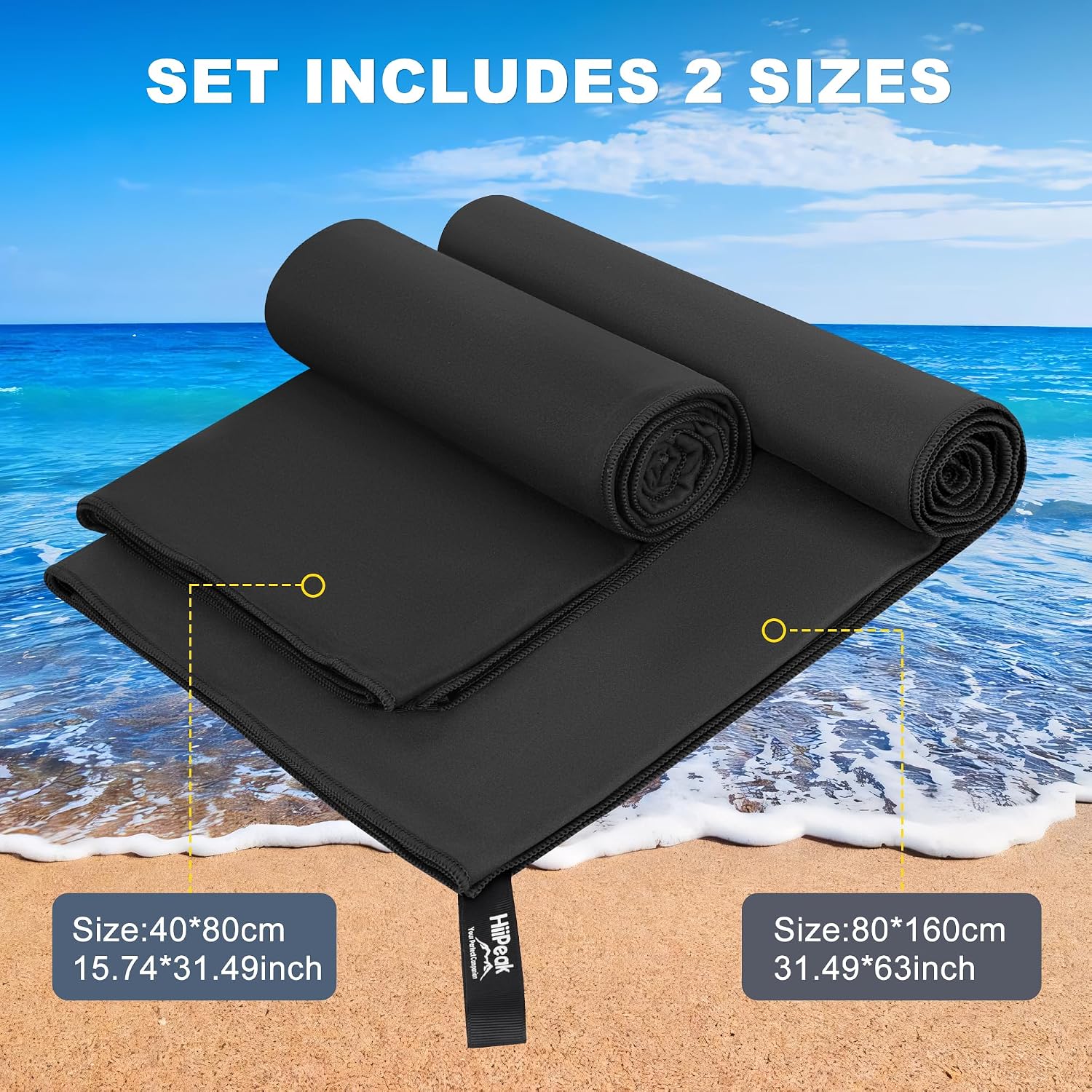 Detalle de HiiPeak Microfibre Towel 2 pack 160x80cm