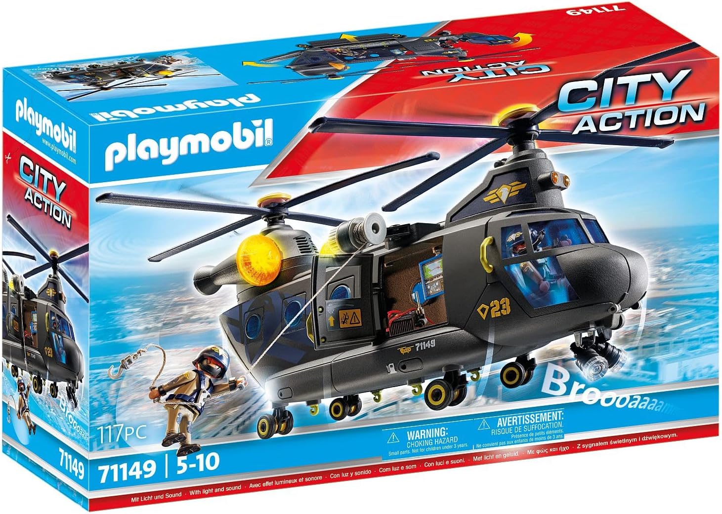 Detalle 2 de Playmobil 71149 Tactical Unit Rescue Aircraft with Winch, Lights and Sound