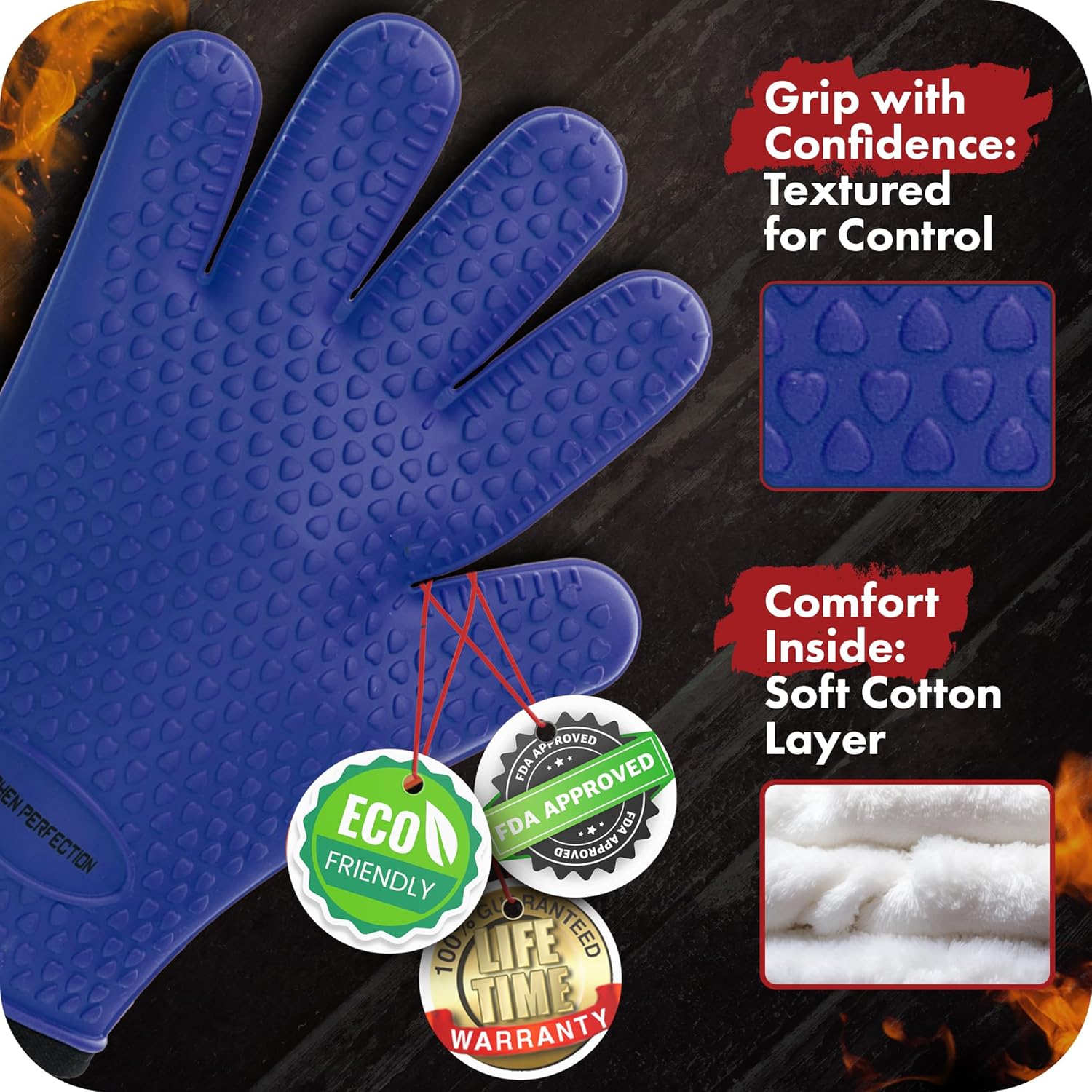 Thumbnail 1 de KITCHEN PERFECTION Silicone Smoker Oven Gloves 3-pc set