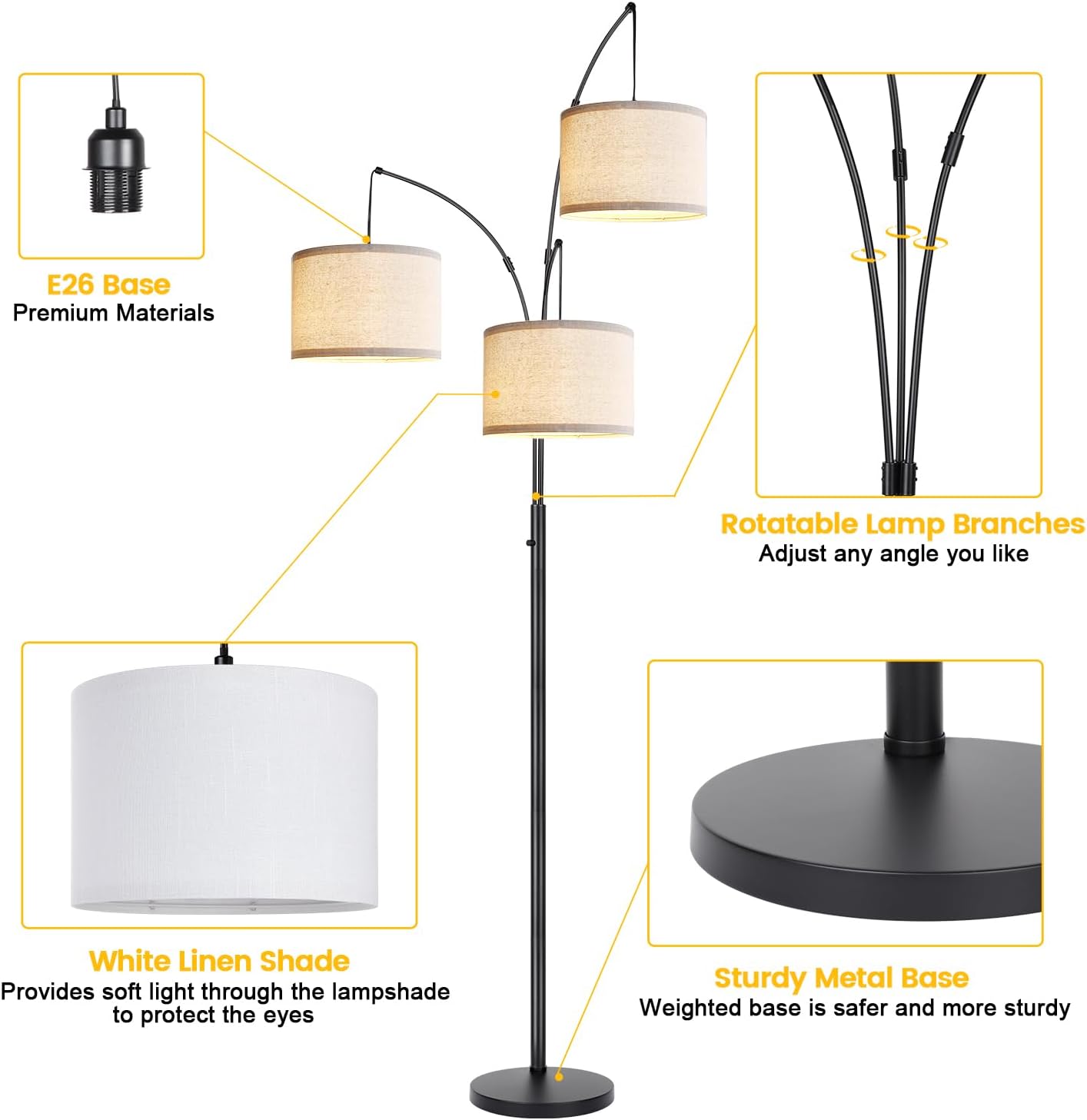 Thumbnail 6 de Dimmable Arc Floor Lamp, Three Lights