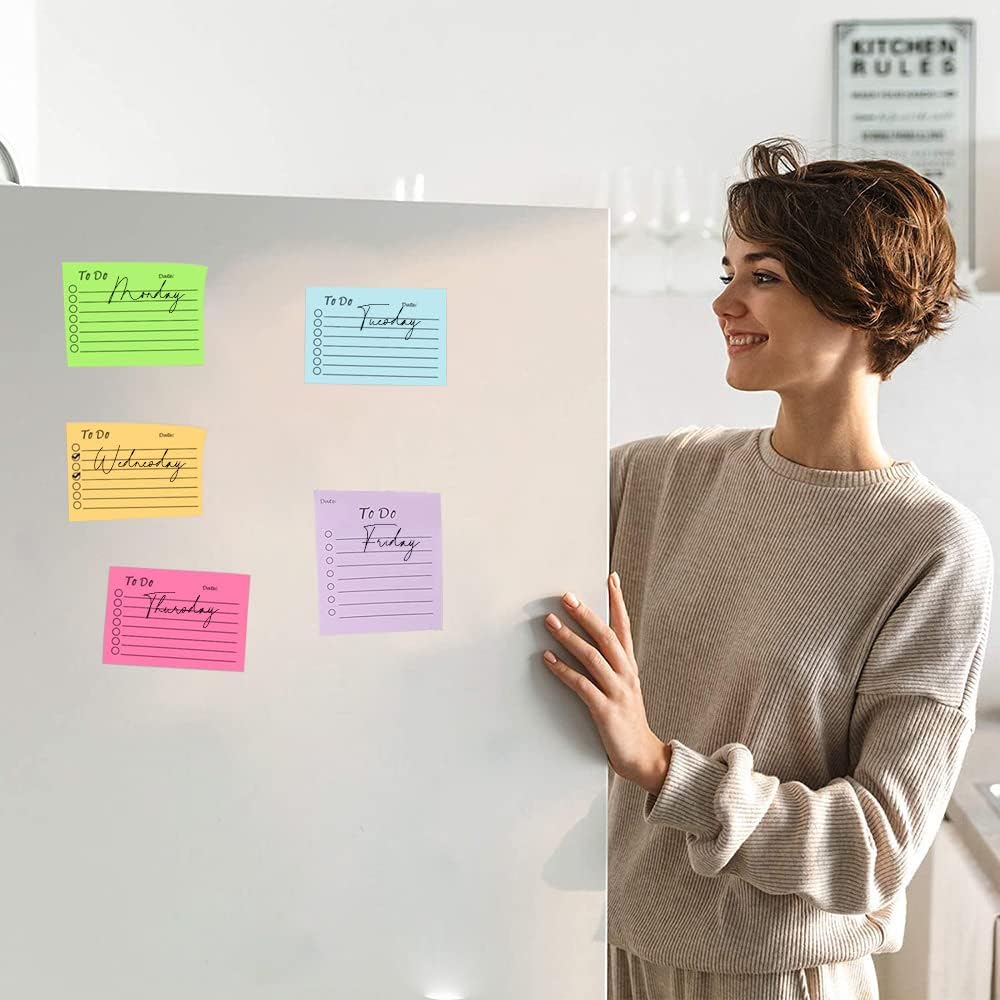 Detalle de Newplenty To Do Lijst zelfklevende notitieblokken, gelinieerd en in 8 kleuren
