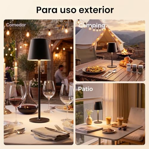 Thumbnail 7 de UPXNBOR: 2 lámparas de mesa de metal para interior y exterior, sin cables