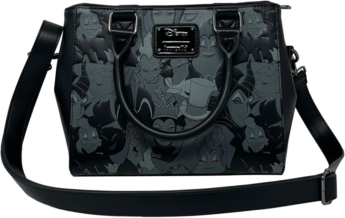 Detalle de Loungefly Disney Villains sac main à bandoulière en cuir synthétique, noir (Medium)