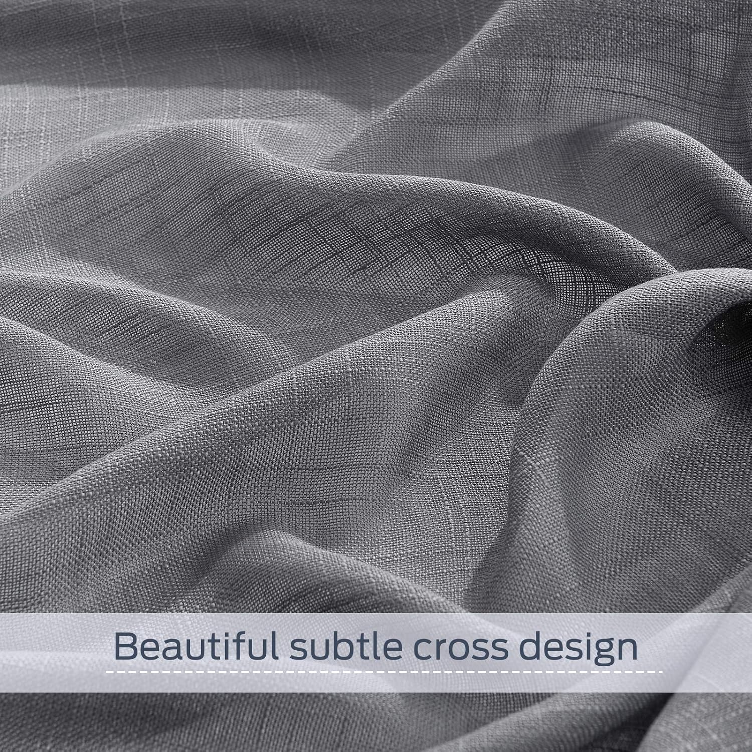 Thumbnail 5 de PONY DANCE Grey Voile Curtains – Linen-look net curtains for small windows (2 panels)