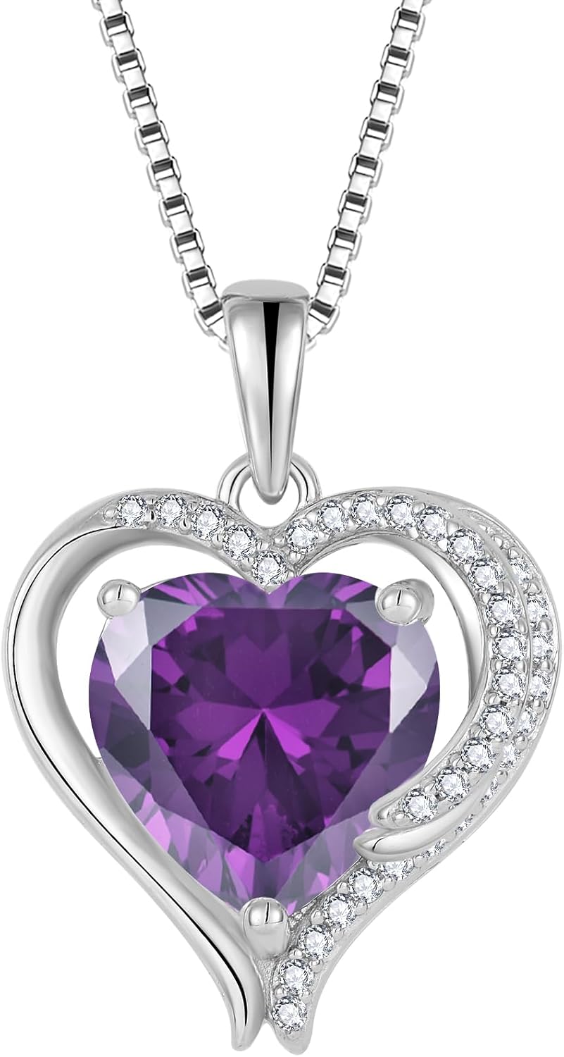 Thumbnail 6 de FJ Herz Kette Damen 925 Sterling Silber mit Engelsflügeln und Geburtsstein