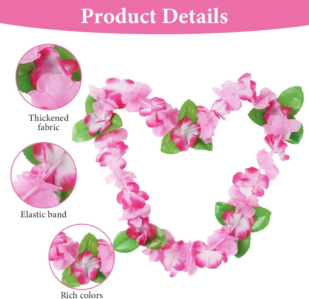 Detalle de Aomig Hawaiian Garlands Set – Leis, Headbands and Bracelets for Beach Parties