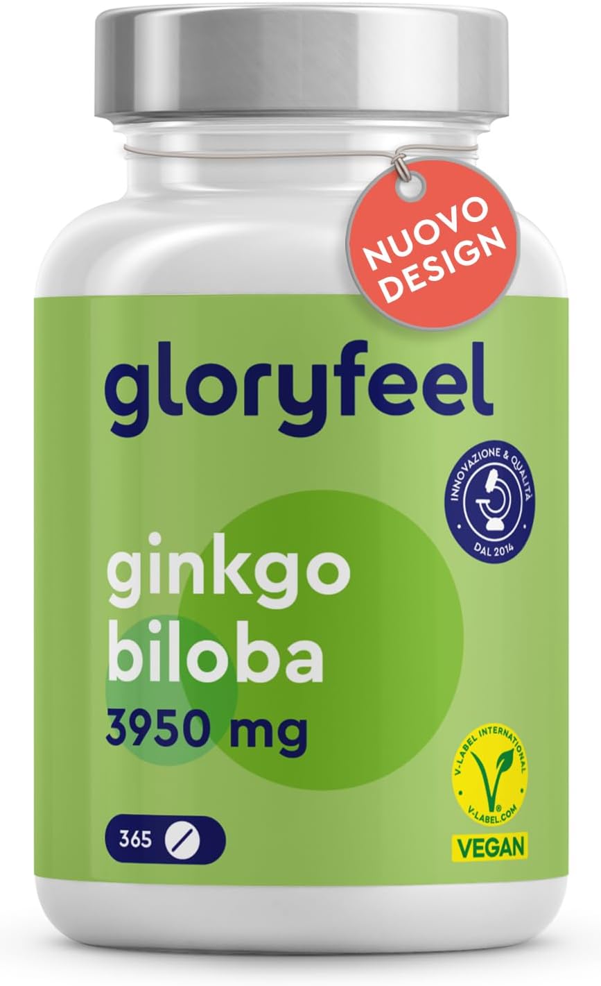 Detalle de Ginkgo Biloba Estratto 50:1 24% flavonoglicosidi + 6% terpenlattoni, 365 compresse vegane