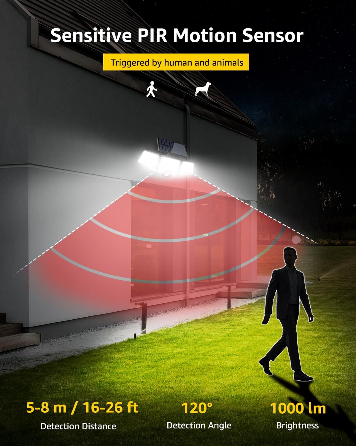 Thumbnail 2 de Lepro Solar Security Lights 1200LM Solar Floodlights Motion Sensor with 3 Adjustable Heads (IP65)