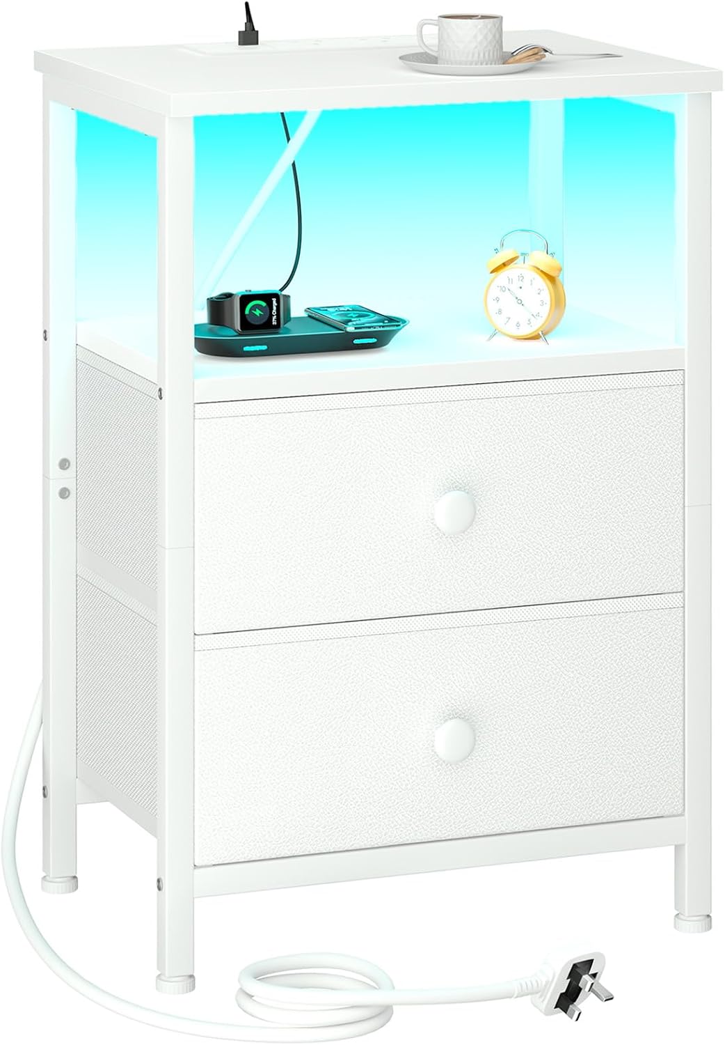 Detalle de LOAKEKEL UHETS02WT-1 bedside table with charging station