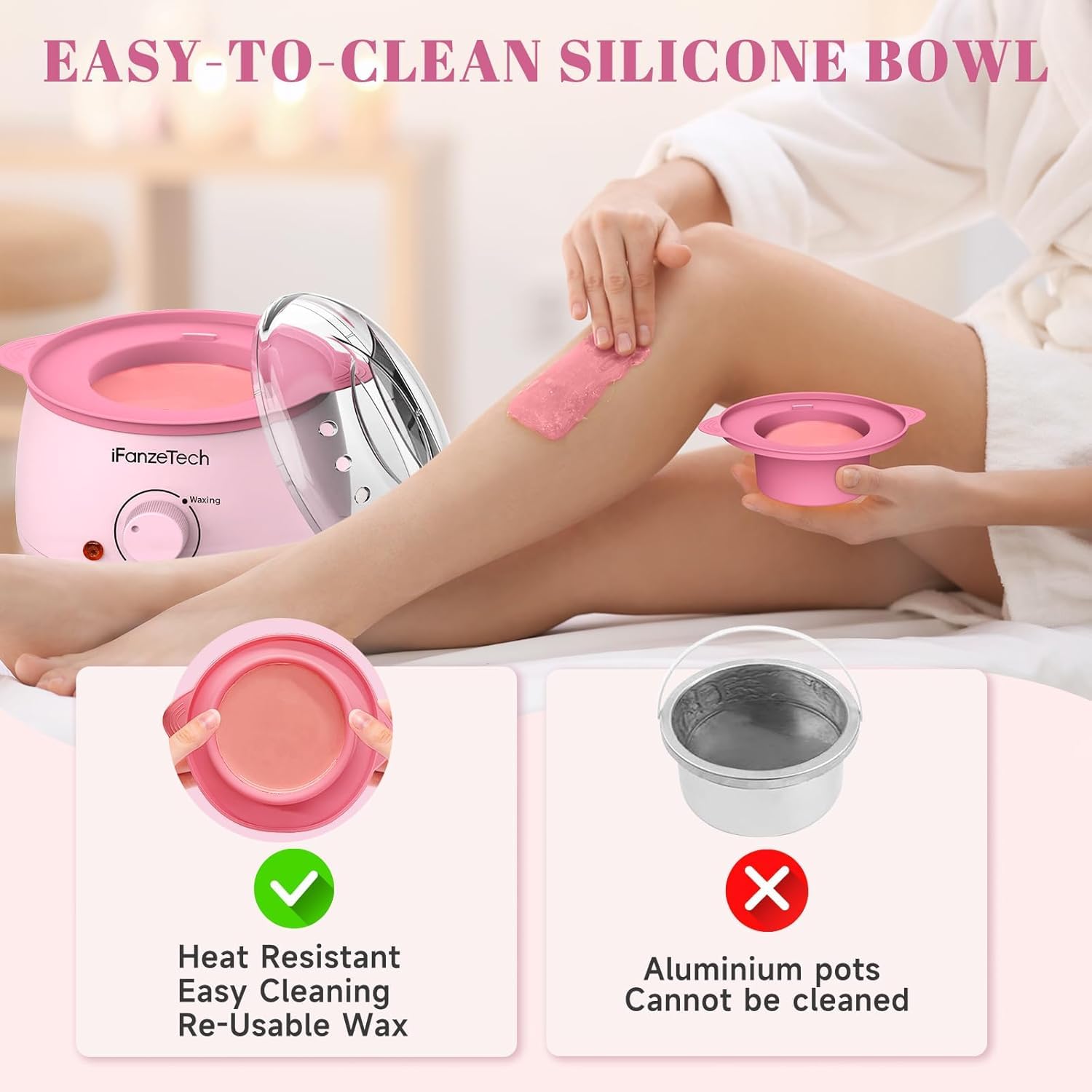 Thumbnail 3 de IFANZETECH iFanzeTech Wax Maschine Waxing Set für Frauen – Heißwachsgerät & Wachswärmer mit Waxing Perlen
