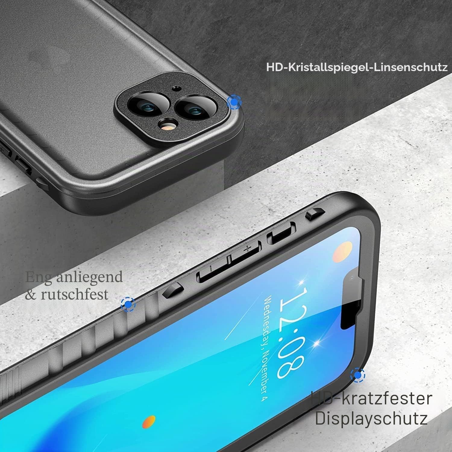 Detalle 2 de SPORTLINK Hülle für iPhone 13 Mini – 360° Schutz, IP68 Wasserdicht, Kameraschutz & Displayschutz