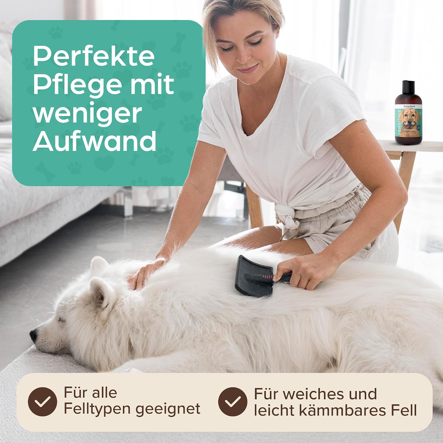 Detalle 2 de Bobby Bark Sensitiv Hundeshampoo – Parfümfrei, pH-neutral, 250 ml