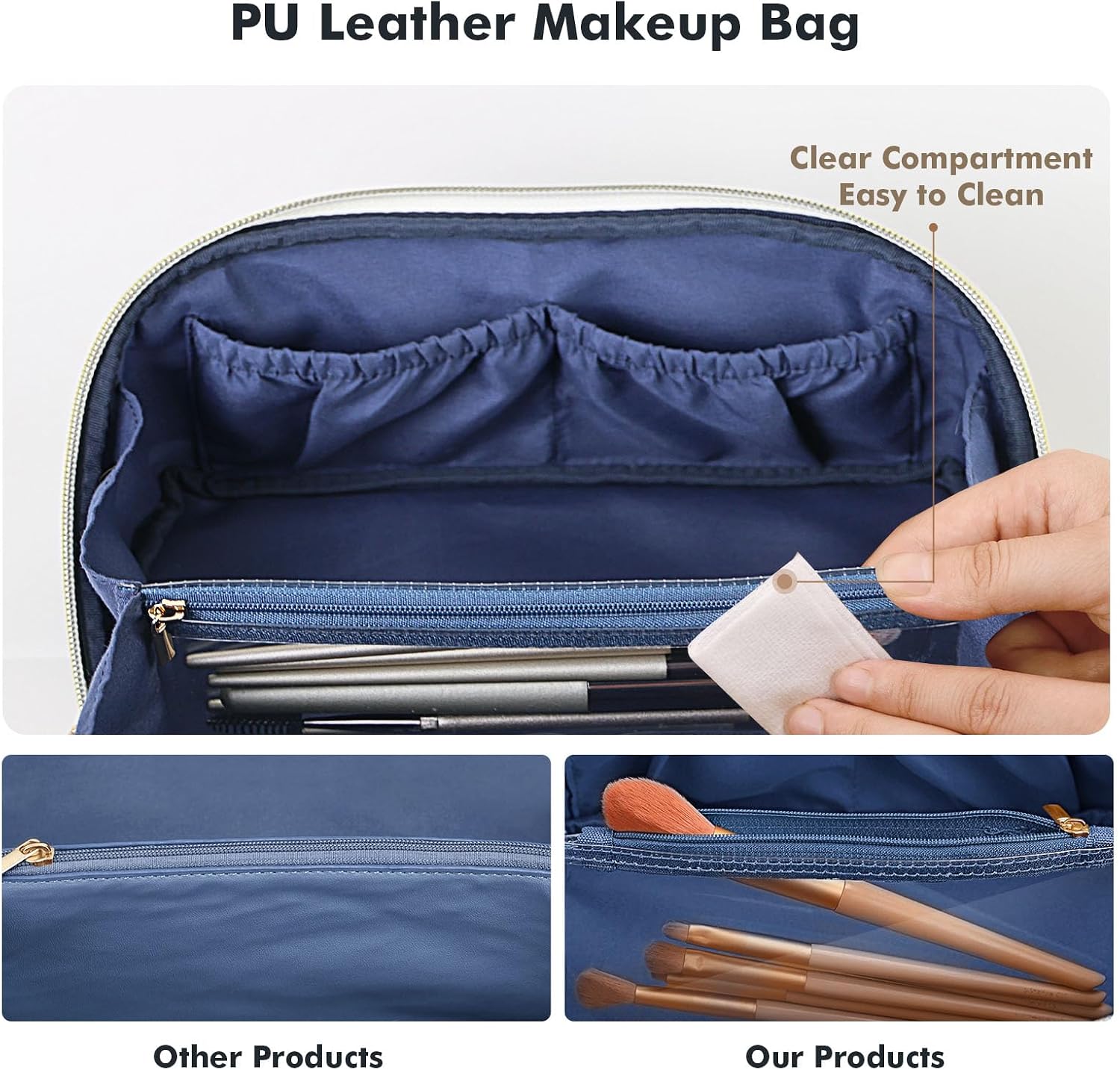 Thumbnail 5 de Prite Large Capacity Makeup Bag with Clear Divider and Handle (Waterproof Travel Toiletry Case)