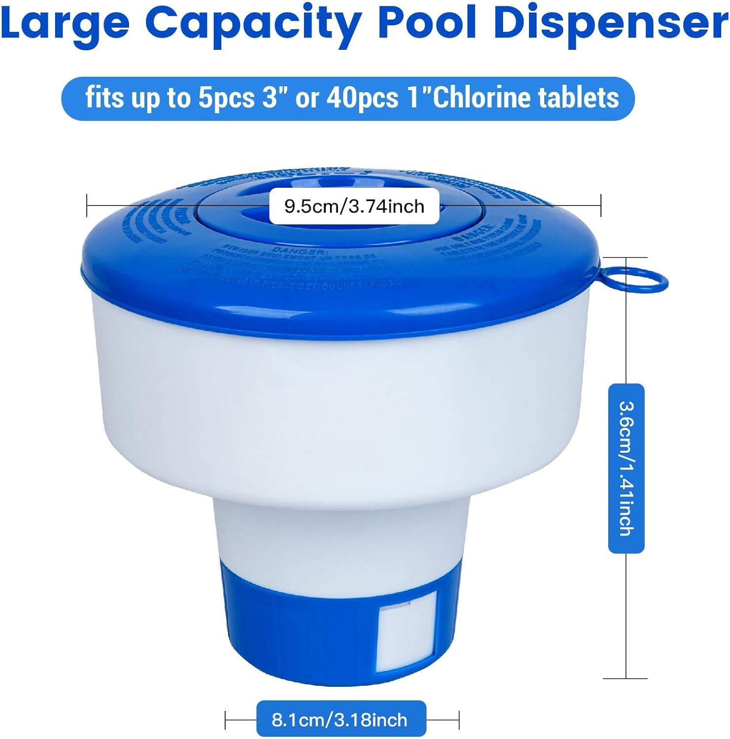 Detalle de Pool Chlorine Floater for Pools — Fits 3" Tablets, 7" Diameter with Adjustable Flow, Collapsible
