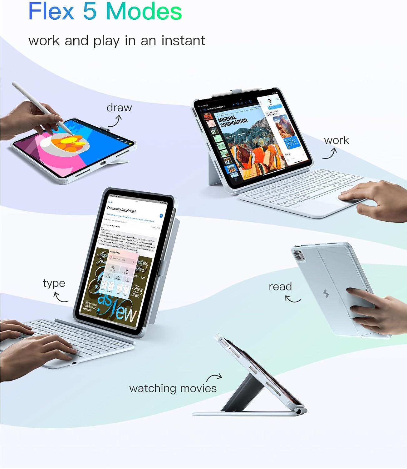 Thumbnail 4 de Inateck AceTouch Keyboard Case with detachable multi-touch trackpad for select iPad Air & iPad Pro 11-inch models (blue)