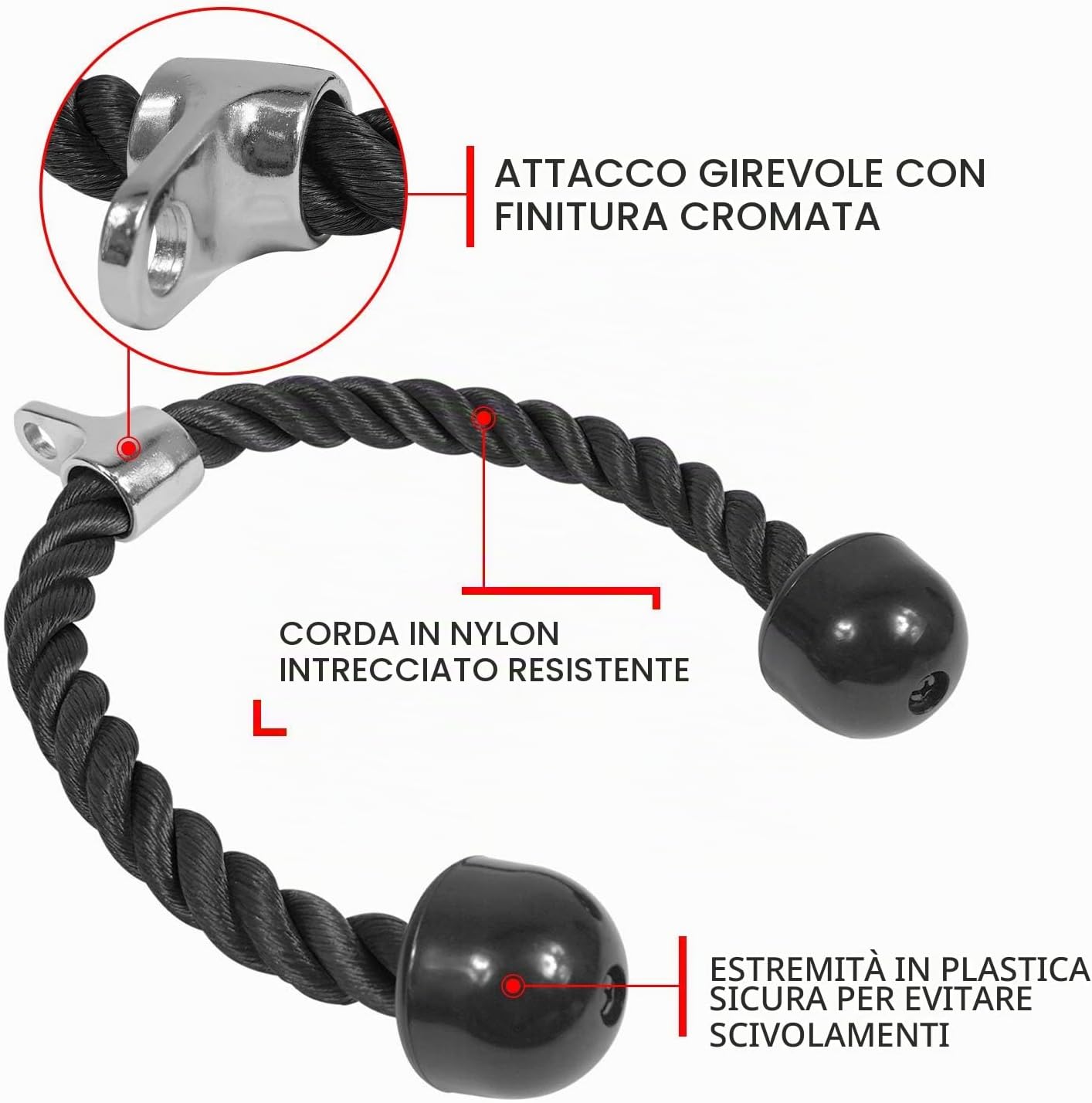 Detalle de Yes4All Cavo di collegamento per tricipiti 91,4 cm – 4 colori, sistema pulegge universale