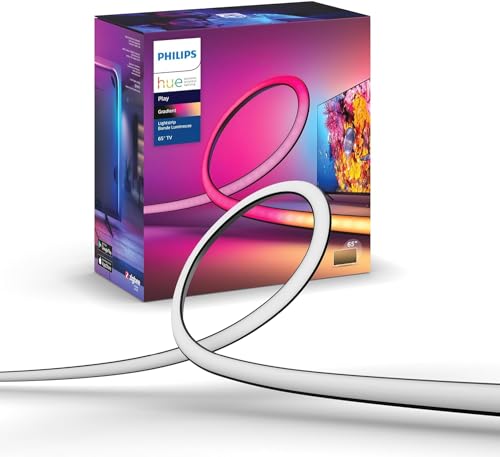 Detalle de Philips Hue Lightstrip Play Gradient pour TV 65 pouces – Ambilight synchronisé et compatibilité maison connectée
