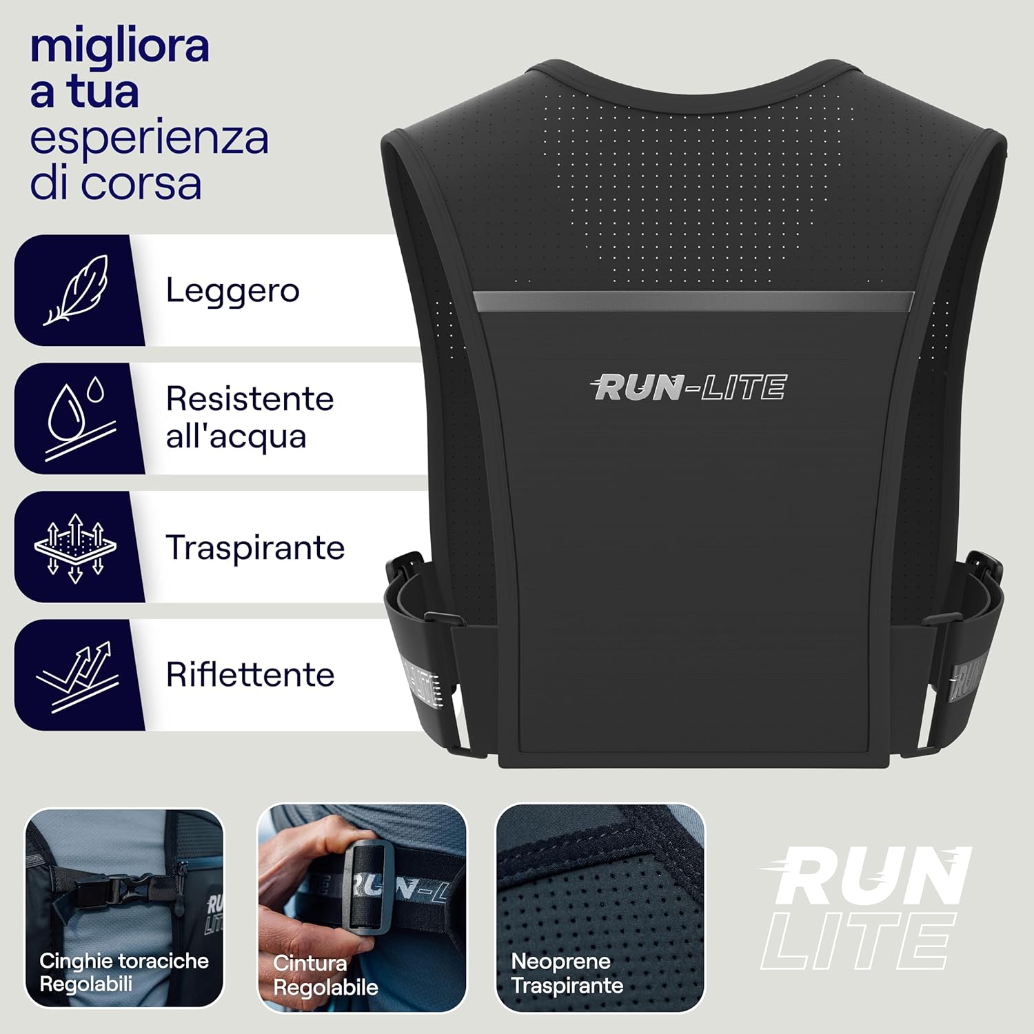 Thumbnail 3 de Gilet Running Uomo Donna con Porta Cellulare Impermeabile – Alternativa al Marsupio Running, 5 Tasche, Leggero e Riflettente