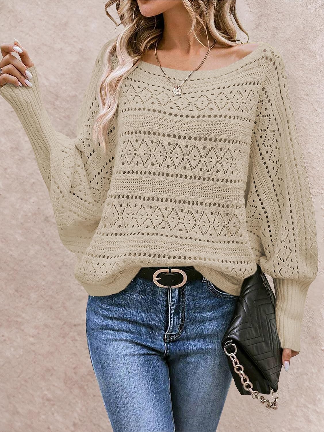 Detalle 2 de Cakulo Off-Shoulder Oversized Knit Sweater 2025
