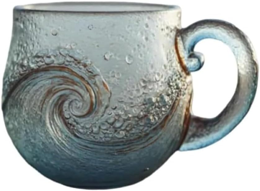Detalle de WEISIPU Sea Wave Glass Mug – Handblown Sea Glass Wave 12 Ounce Drinkware