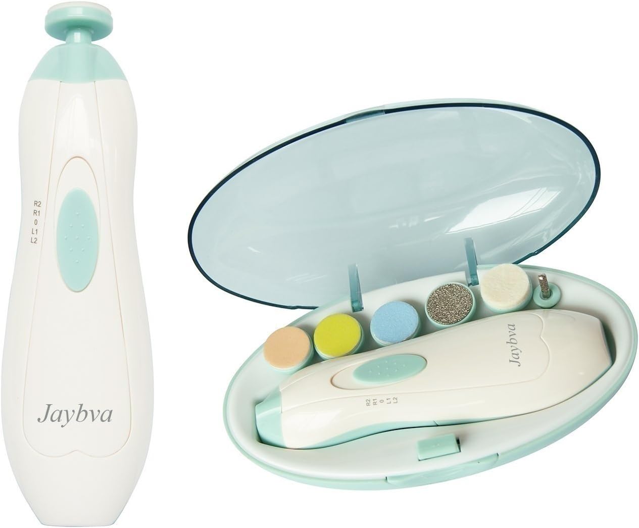 Detalle de Baby Nail File Electric Trimmer by Jaybva: 7-in-1 Safe Nail Care Kit for Newborns and Toddlers