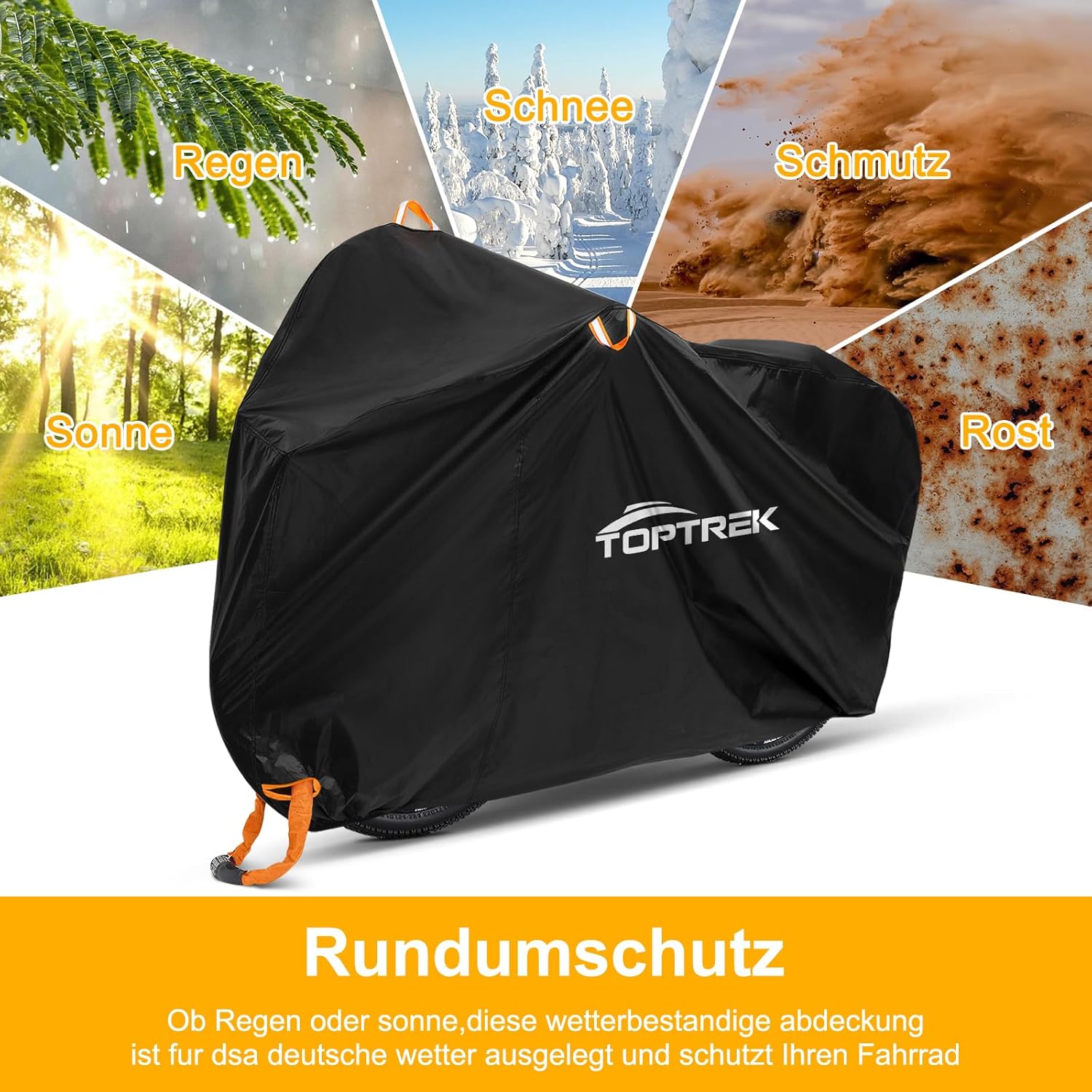 Detalle 2 de toptrek Fahrradabdeckung für 3 Fahrräder 220 × 120 × 110 cm – wasserdicht, 210D Oxford-Gewebe
