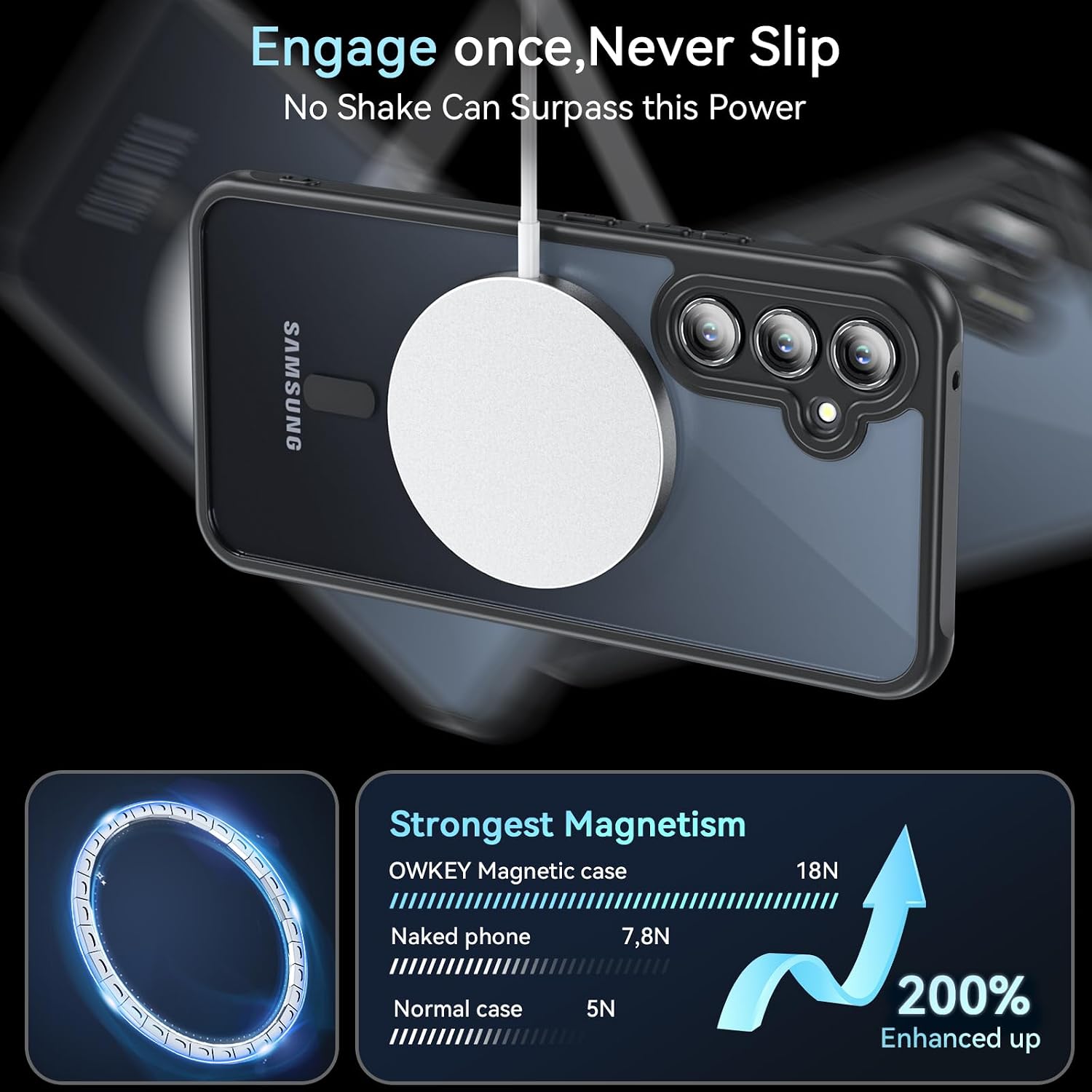 Thumbnail 2 de OWKEY Galaxy A54 5G Hülle Magnetisch Schwarz