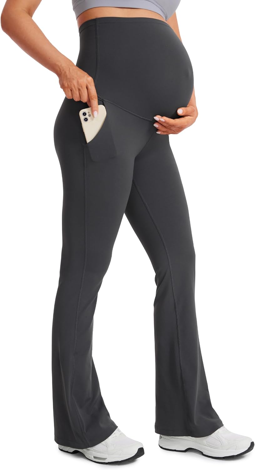 Detalle de CRZ YOGA Butterluxe Legging Évasé de Maternité avec Poches – 79 cm