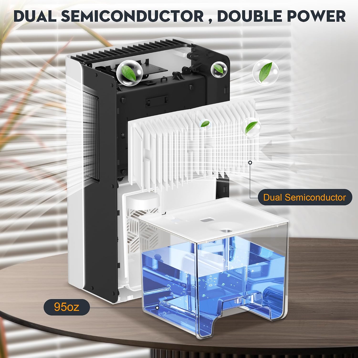 Detalle de ToLife Dehumidifier for Home — 1000 sq.ft, 95 OZ Tank, LED Night Light