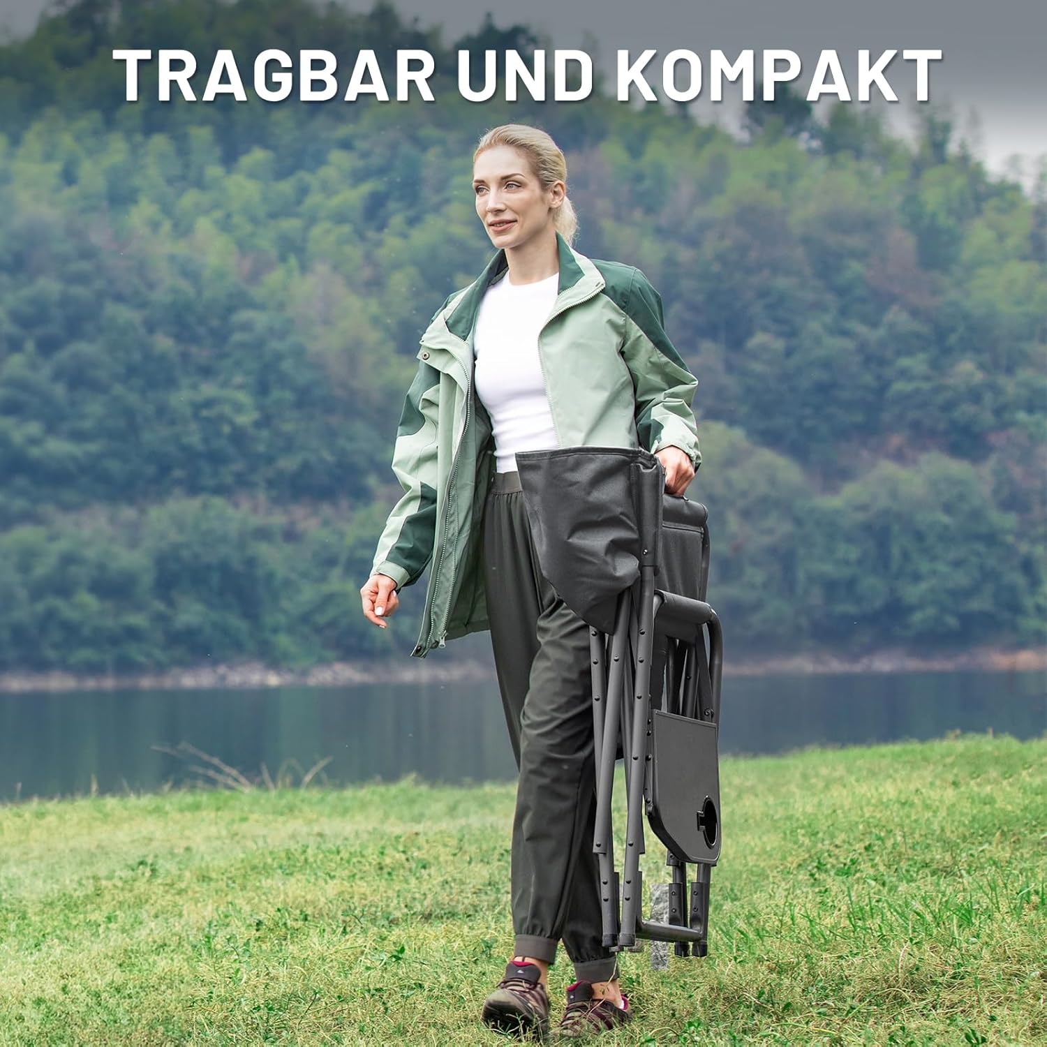 Thumbnail 3 de TIMBER RIDGE faltbarer Camping-Director-Stuhl (2er-Set) mit Seitentisch, Tasche und Getränkehalter – bis 180 kg, ultraleicht 3,3 kg