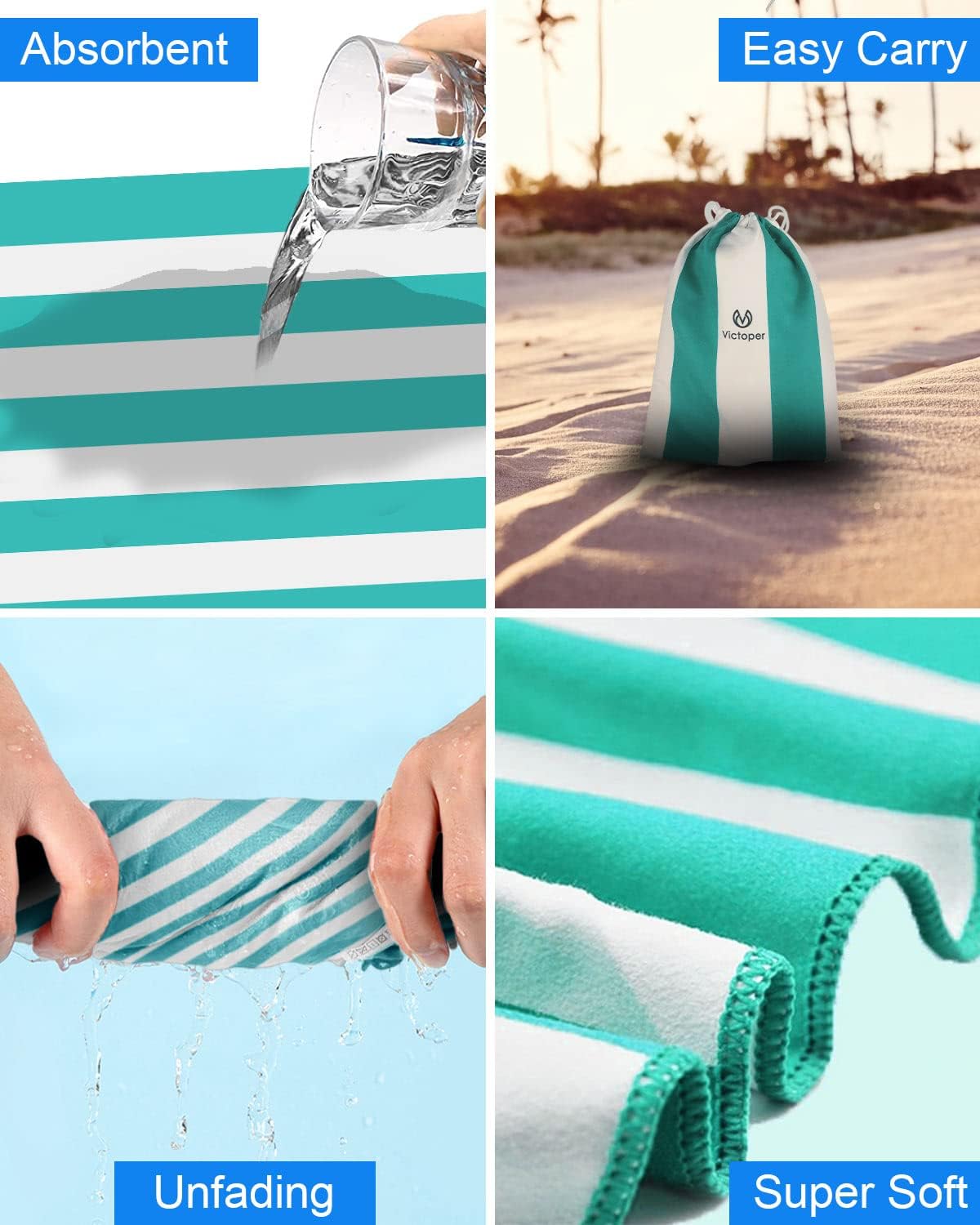 Thumbnail 3 de Victoper Microfiber Beach Towel 200 × 90 cm – Quick Dry, Sand-Free and Lightweight