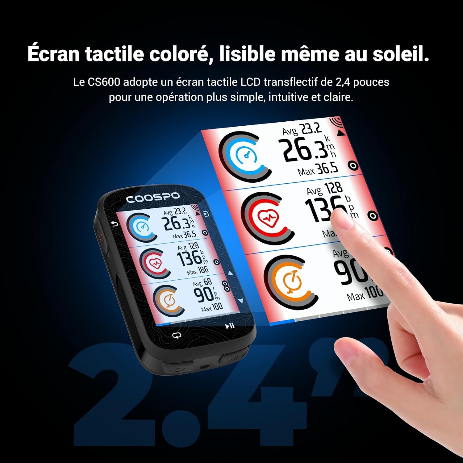 Detalle 2 de COOSPO CS600 GPS vélo écran 2,4"