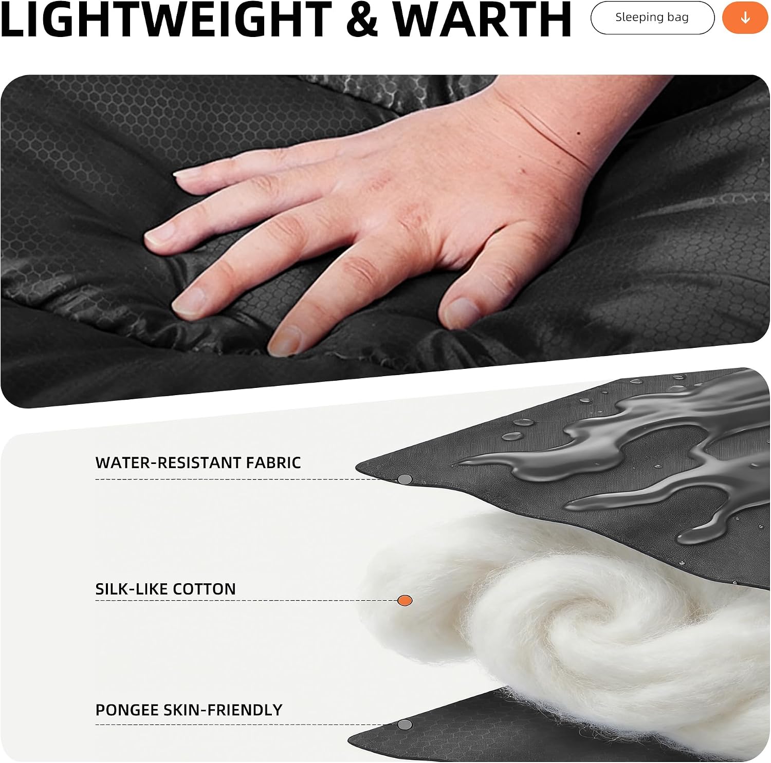 Thumbnail 6 de BORULL 3-Season Sleeping Bag, 3 lb, Compact Pack, 50–80°F Comfort Range