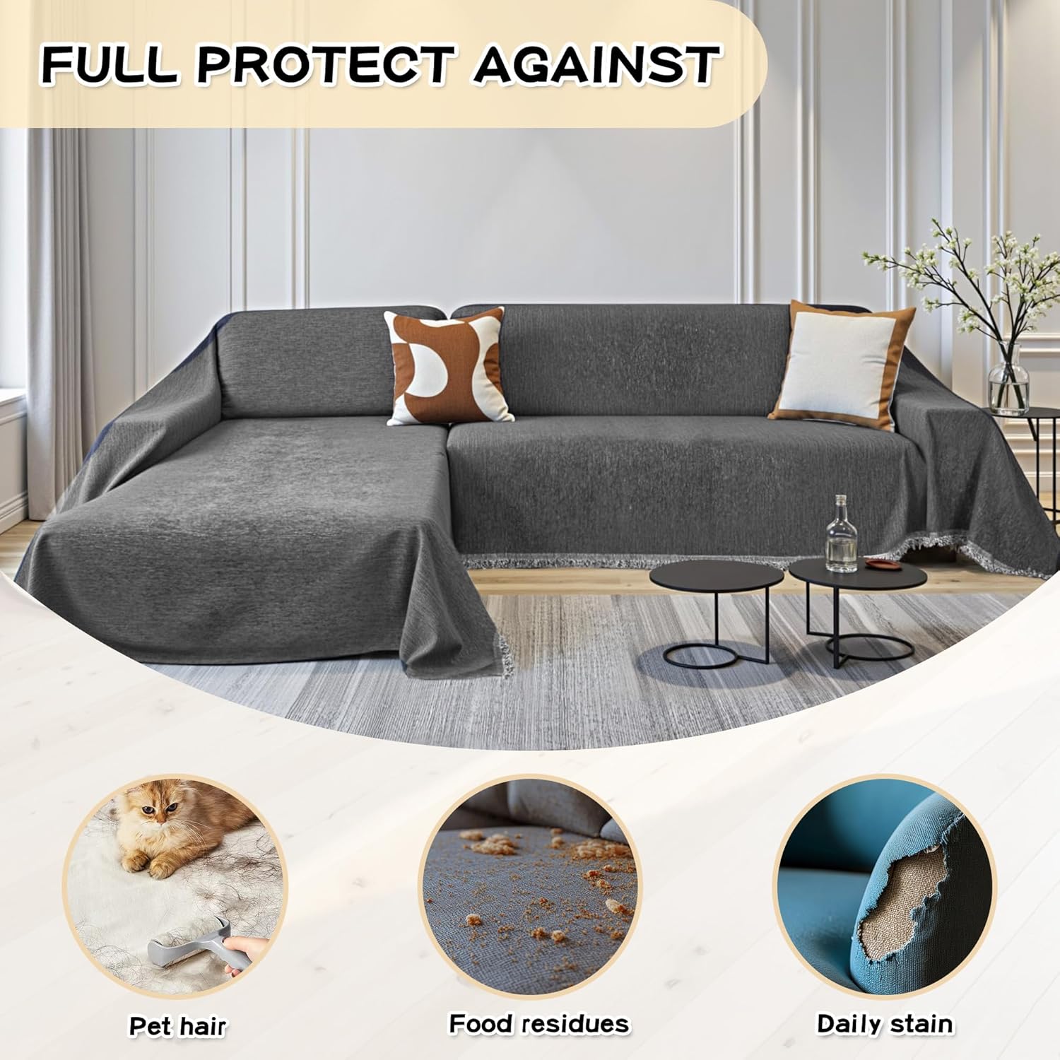 Detalle de MYSKY HOME Sectional Sofa Cover, 71 x 118 in