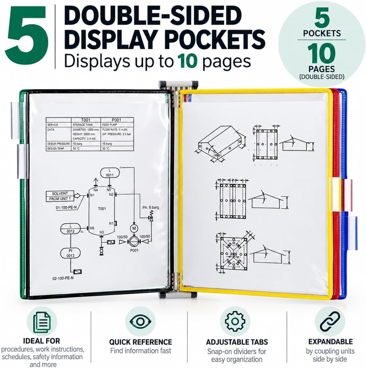 Detalle 2 de Tarifold Wall-Mount Reference Display, 5 Pockets