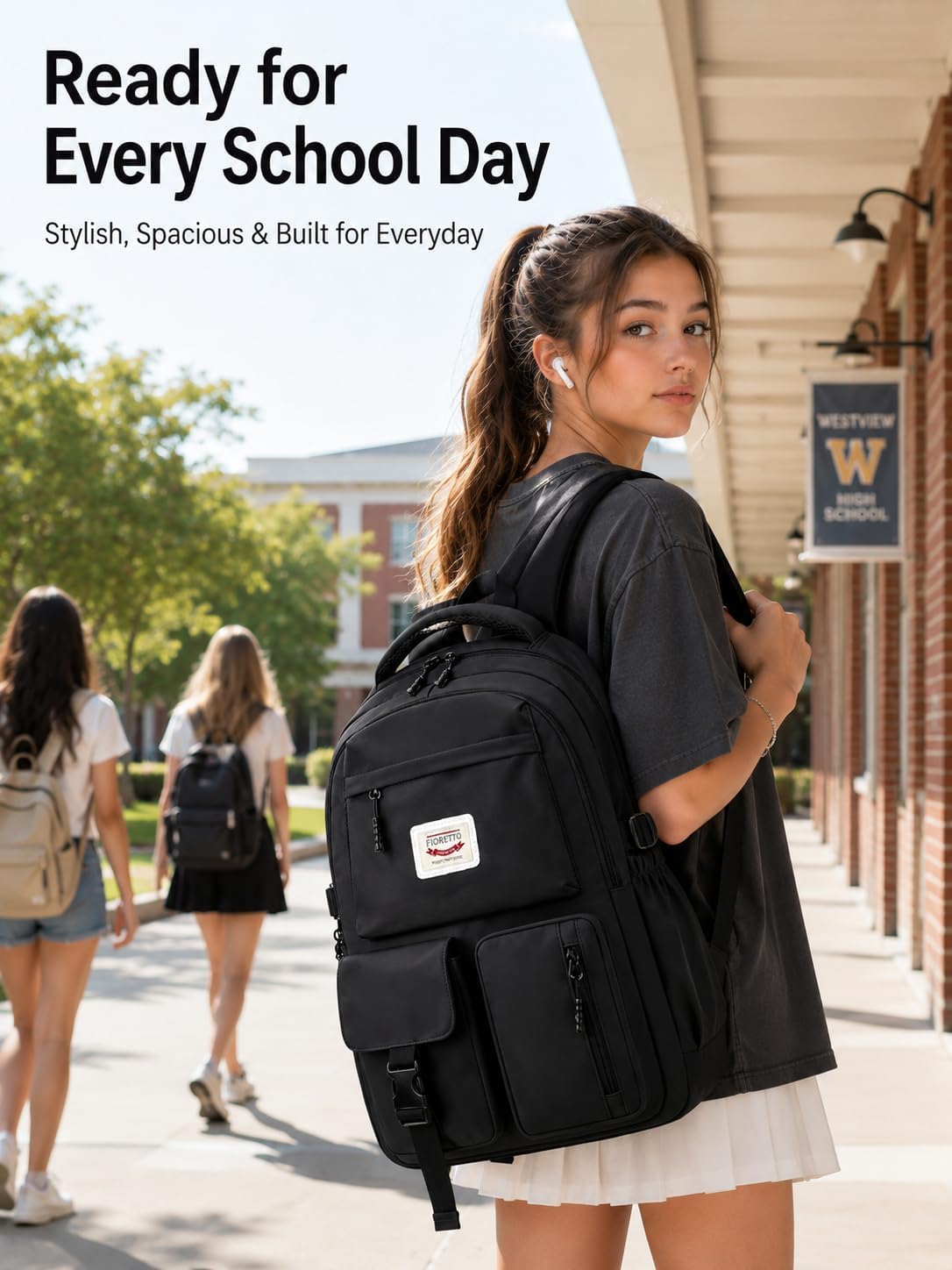 Detalle 2 de FIORETTO Lightweight School Backpack for Women