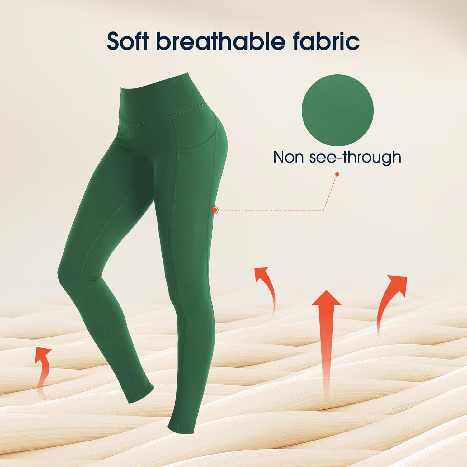 Thumbnail 3 de Occffy Legging de Sport Femme Pantalon de Yoga avec Poches – Taille Haute et Poches Intérieures